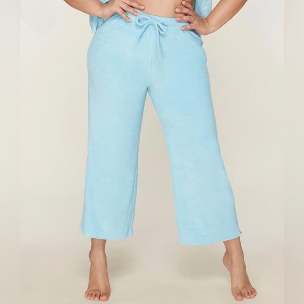 NWT Andie Swim The Cropped Pant Terry Cloth Blue Size Medium Swim Cover
